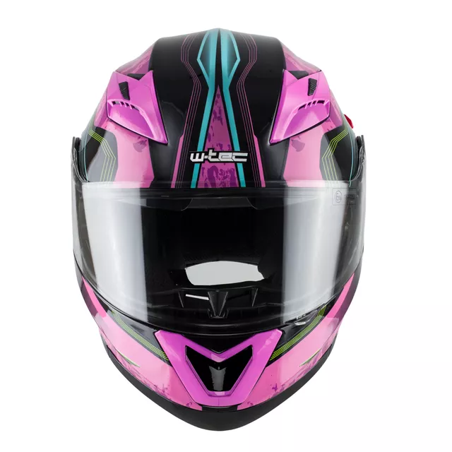 Kask motocyklowy z blendą Flip-Up W-TEC Pezzon Magenta - Różowo-czarny