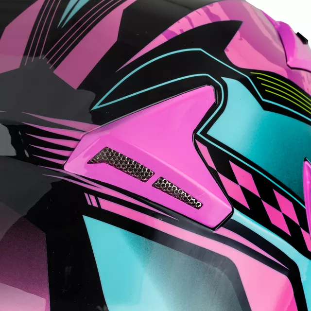 Kask motocyklowy z blendą Flip-Up W-TEC Pezzon Magenta - Różowo-czarny
