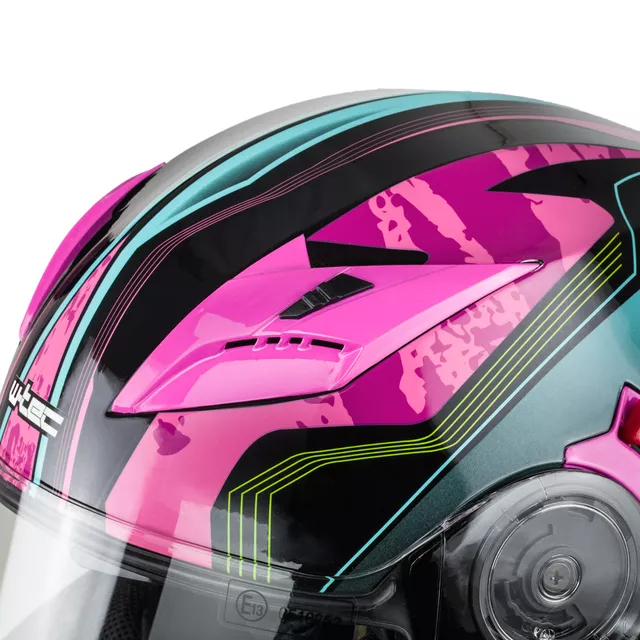 Kask motocyklowy z blendą Flip-Up W-TEC Pezzon Magenta - Różowo-czarny