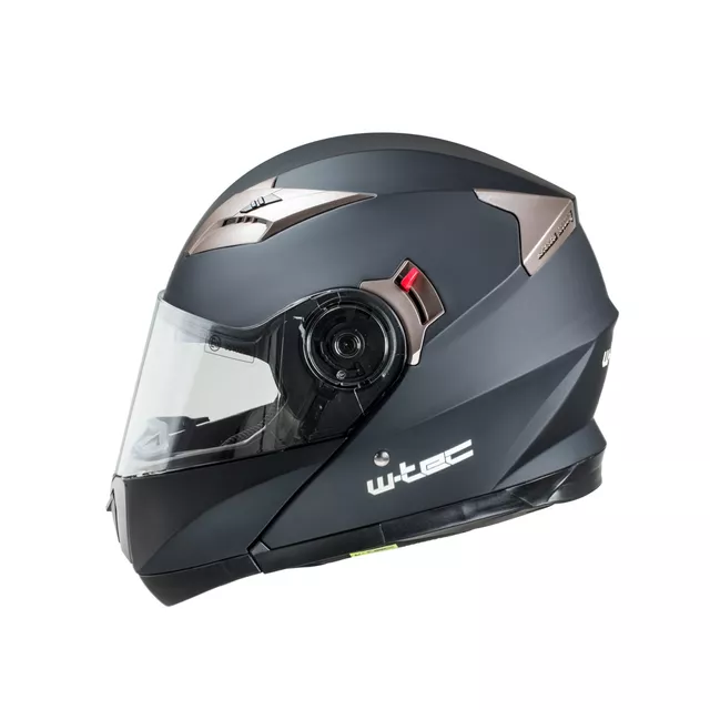 Kask motocyklowy z blendą Flip-Up W-TEC Pezzon - biało-brązowy