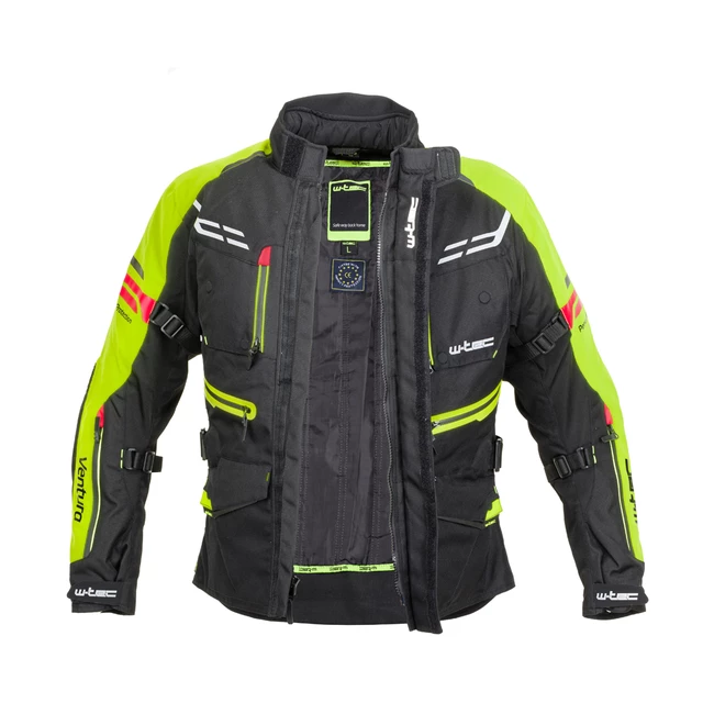 Męska kurtka motocyklowa W-TEC Ventura - Czarny-fluo żółty