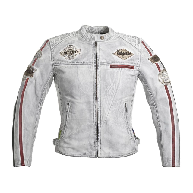 Damska skórzana kurtka motocyklowa W-TEC Sheawen Lady White - Biały - Biały
