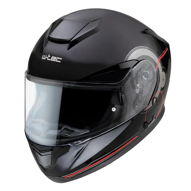 Kask motocyklowy zamknięty z blendą W-TEC Yorkroad Fusion - Czarny Szary Czerwony Błyszczący - Czarny Szary Czerwony Błyszczący