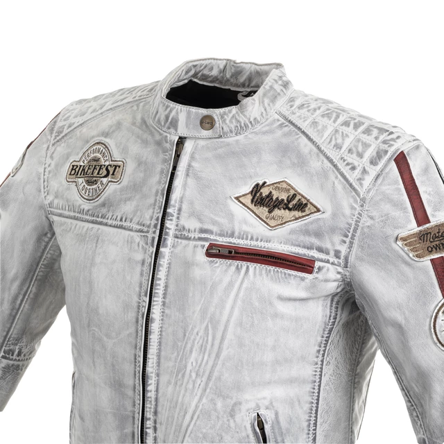 Damska skórzana kurtka motocyklowa W-TEC Sheawen Lady White - Biały