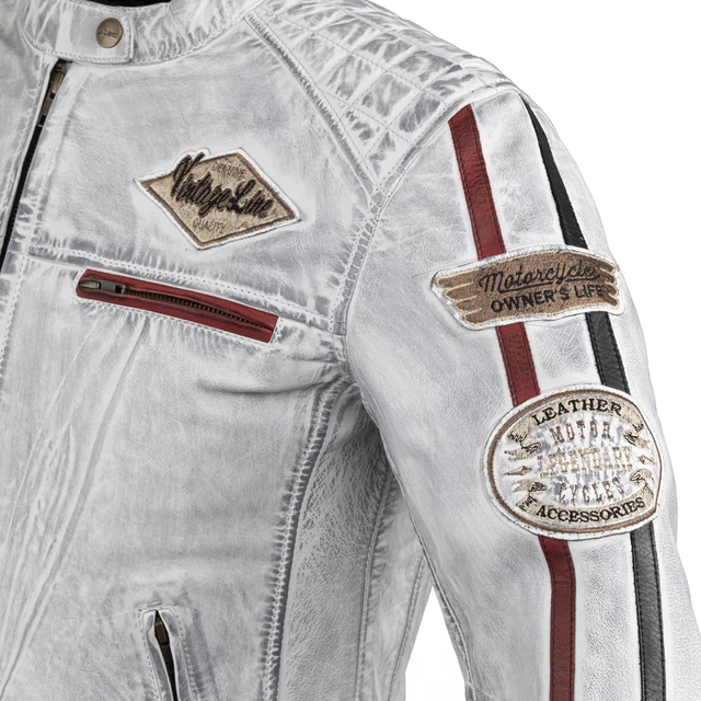 Damska skórzana kurtka motocyklowa W-TEC Sheawen Lady White - Biały