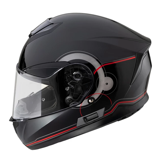 Kask motocyklowy zamknięty z blendą W-TEC Yorkroad Fusion - Czarny Szary Czerwony Błyszczący