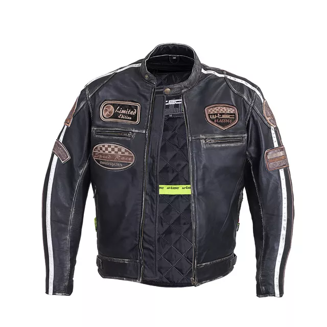 Męska skórzana kurtka motocyklowa W-TEC Sheawen Vintage - Czarny