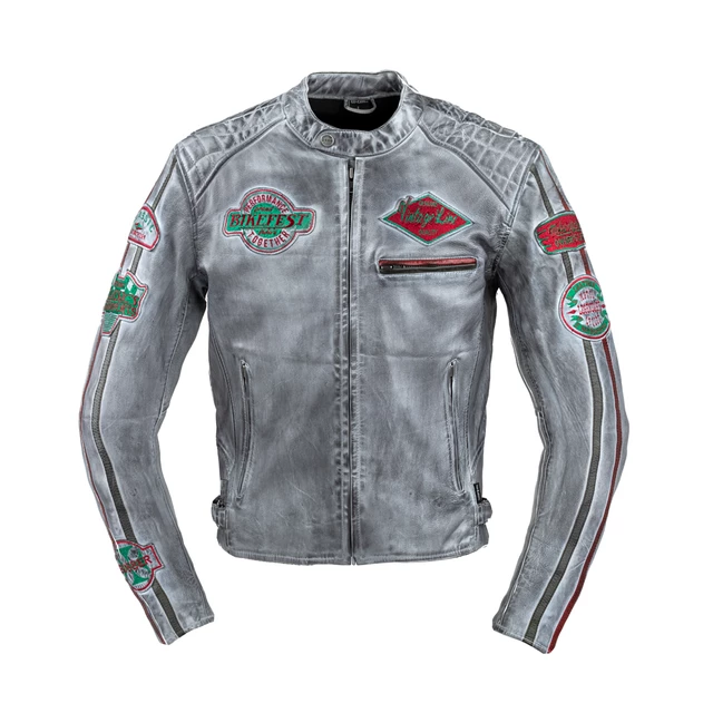 Męska skórzana kurtka motocyklowa W-TEC Sheawen Waxed Grey - szara - Szary - Szary