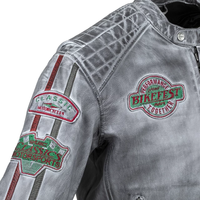 Męska skórzana kurtka motocyklowa W-TEC Sheawen Waxed Grey - szara - Szary