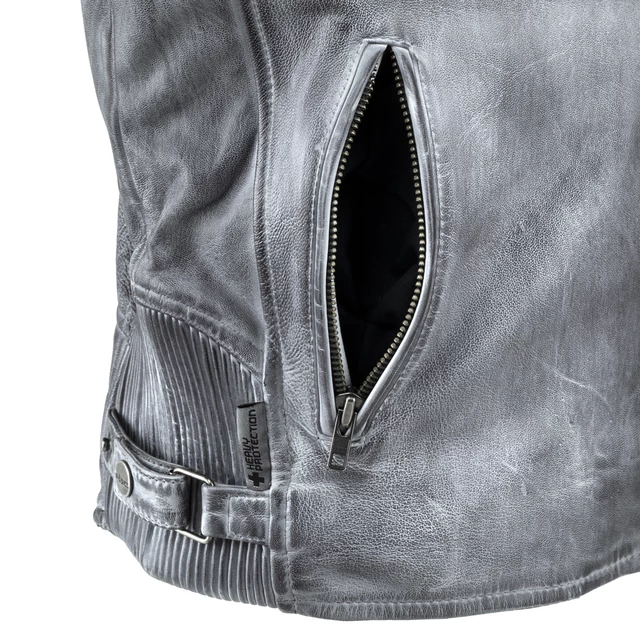 Męska skórzana kurtka motocyklowa W-TEC Sheawen Waxed Grey - szara - Szary
