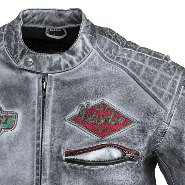 Męska skórzana kurtka motocyklowa W-TEC Sheawen Waxed Grey - szara - Szary