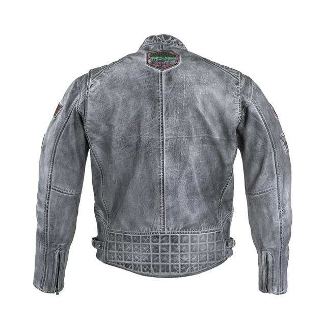 Męska skórzana kurtka motocyklowa W-TEC Sheawen Waxed Grey - szara - Szary