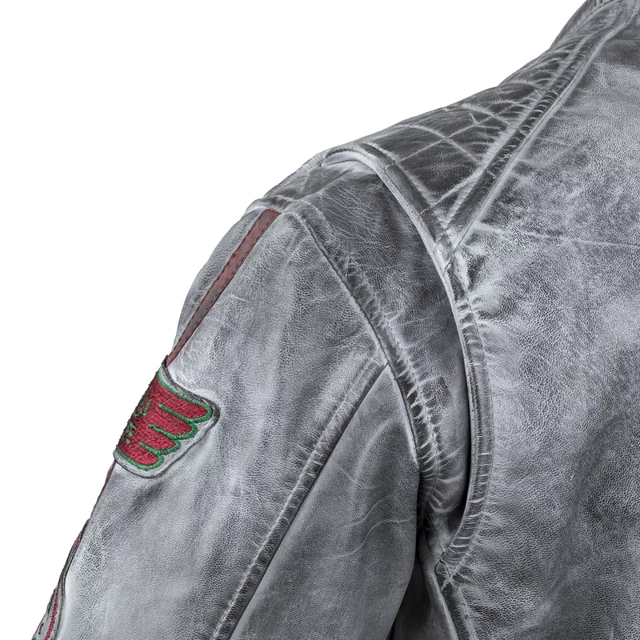 Męska skórzana kurtka motocyklowa W-TEC Sheawen Waxed Grey - szara - Szary