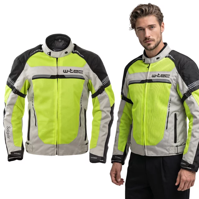 Męska kurtka motocyklowa letnia W-TEC Saigair - Fluo Yellow-Gray