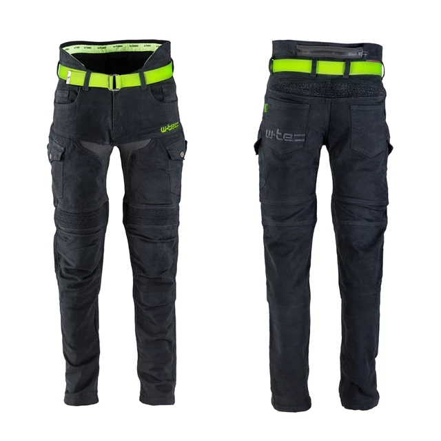 Męskie dżinsy motocyklowe W-TEC Aredator - Czarny