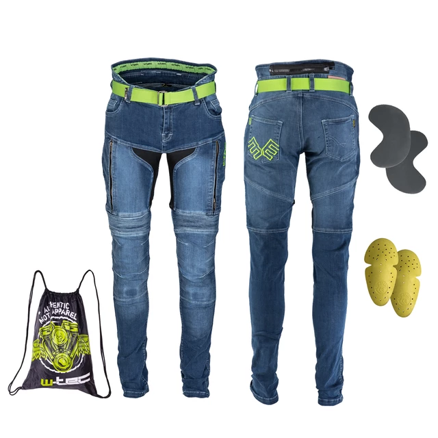Męskie dżinsy motocyklowe W-TEC Grandus - Niebieski - Niebieski
