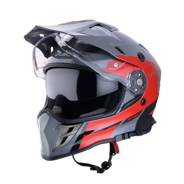Kask motocross motocyklowy z blendą W-TEC V331 PR Graphic - Czerwono-Szary