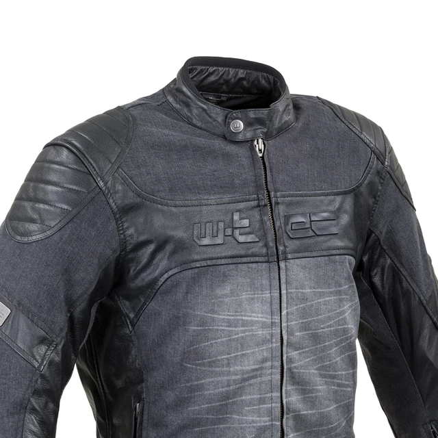 Skórzano-dżinsowa kurtka motocyklowa W-TEC Metalgy - Czarny