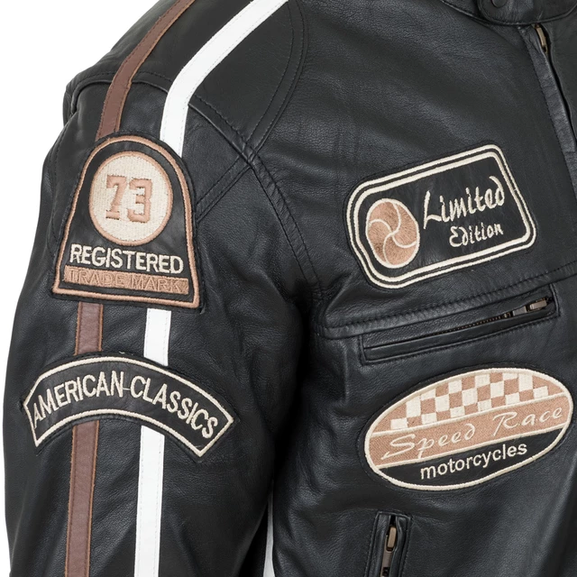 Męska skórzana kurtka motocyklowa W-TEC Sheawen Black - Czarny