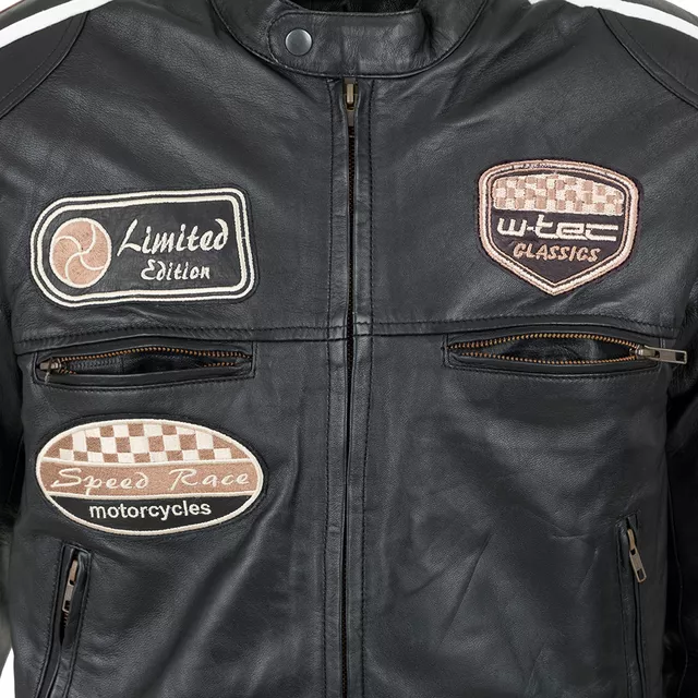 Męska skórzana kurtka motocyklowa W-TEC Sheawen Black - Czarny