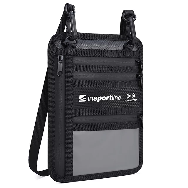 Podróżny portfel na dokumenty inSPORTline Tahopa 14,5x19,5 cm ∙ ochrona RFID ∙ wodoodporne zamki ∙ karabińczyk ∙ odpinany pasek