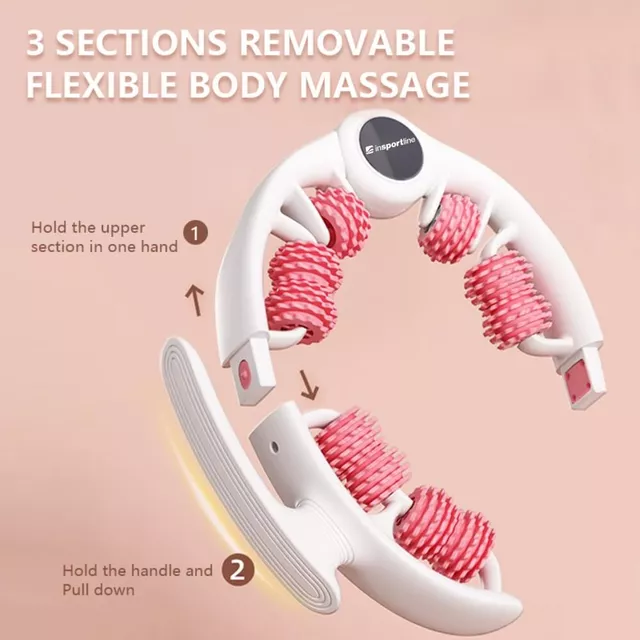 Masażer wielofunkcyjny inSPORTline Alesaki ∙ 8 rolek masujących ∙ ergonomiczny kształt ∙ lekka konstrukcja ∙ materiał tpr
