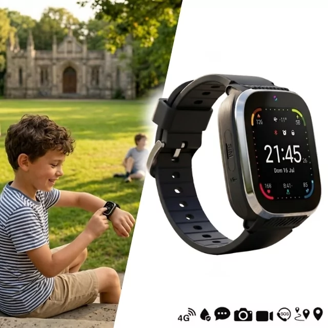 Smartwatch dla dzieci z GPS i funkcją wideo-rozmów inSPORTline Amiaro 4G LTE IP67 - Niebieski - Czarny