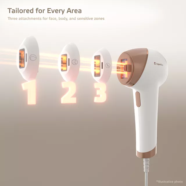 Depilator laserowy IPL inSPORTline Aphira ∙ 5 poziomów intensywności ∙ 990 000 błysków ∙ 3 nasadki ∙ okulary + tryb automatyczny