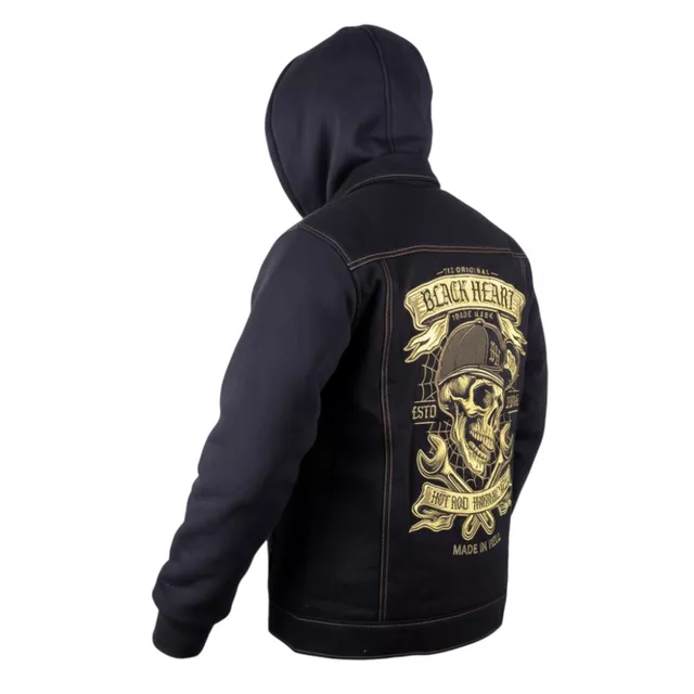 Kurtka motocyklowa W-TEC Black Heart Reeftor ∙ jeansowa ∙ kieszenie na ochraniacze pleców ∙ odpinany kaptur ∙ podszewka ∙ dresowe rękawy - Czarny