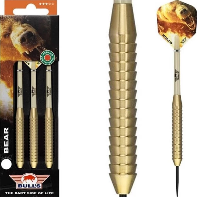 Lotki do darta Bull's Bear Brass Steel 3 sztuki - radełkowany mosiądz