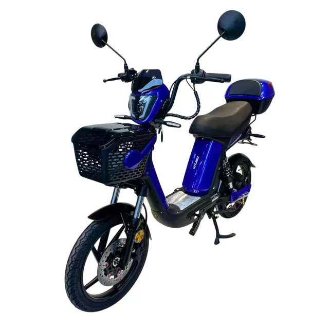 Skuter elektryczny W-TEC E-Greta II 12Ah 18" ∙ silnik 350 W ∙ zasięg do 50 km ∙ nośność 120 kg ∙ akumulator 15 Ah - Czarny - Niebieski