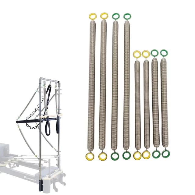 Zestaw sprężyn zapasowych do wieży reformera pilates inSPORTline Comfolder EVO ∙ 8 szt. ∙ 4 krótkie i 4 długie ∙ 2 poziomy oporu