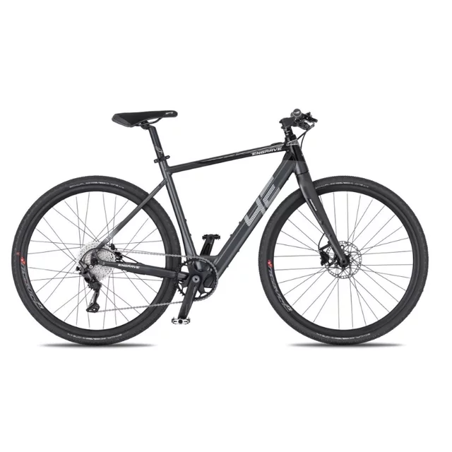 Rower elektryczny gravelowy 4EVER ENGRAVE FLAT 28" ∙ silnik Bafang 250W ∙ napęd Shimano Alivio ∙ aluminiowa rama ∙ zasięg 80 km - tytan/hologram - tytan/hologram
