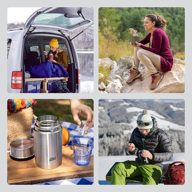 Termos obiadowy Esbit Sculptor FJ750SC-2 ∙ szeroka szyjka ∙ powierzchnia antypoślizgowa ∙ zawór bezpieczeństwa ∙ nakrętka jako miska - Polarny niebieski