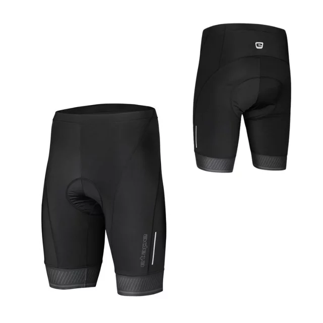 Męskie spodenki rowerowe Etape Elite 2.0 ∙ materiał kompresyjny ∙ wkładka soft man ∙ silikonowe nogawki fit+ ∙ elementy odblaskowe - Czarny - Czarny