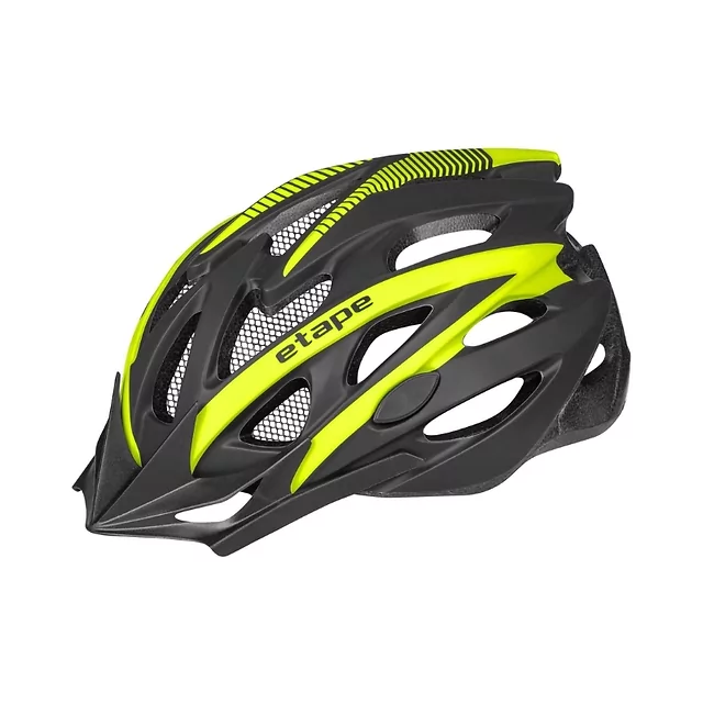 Kask rowerowy Etape Twister ∙ 25 otworów wentylacyjnych ∙ siatka na owady ∙ odpinany daszek ∙ elementy odblaskowe - czarno/biały mat