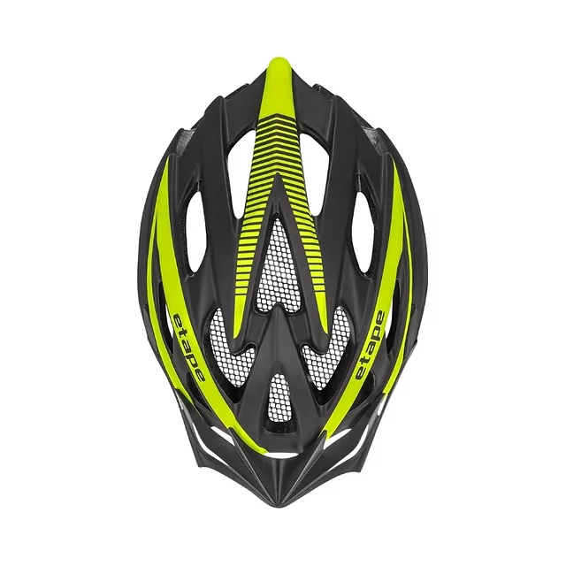 Kask rowerowy Etape Twister ∙ 25 otworów wentylacyjnych ∙ siatka na owady ∙ odpinany daszek ∙ elementy odblaskowe - czarno/biały mat