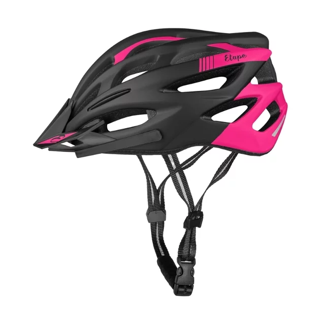 Kask rowerowy Etape Vesper ∙ technologia in-mold ∙ waga 350 g ∙ 23 otwory wentylacyjne ∙ siatka przeciw owadom - biały/szary mat - czarny/różowy matowy