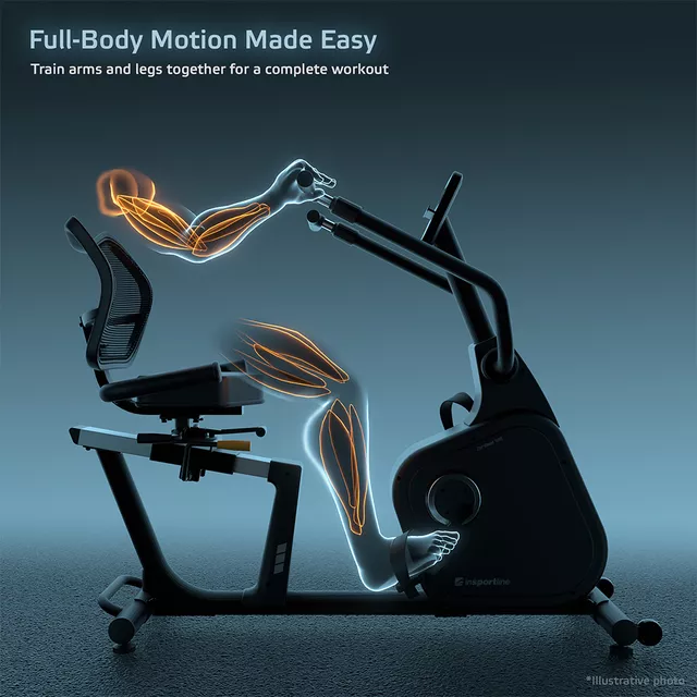 Poziomy rower treningowy inSPORTline ZenSeat 100 ∙ 2w1 ∙ elektromagnetyczny ∙ rehabilitacyjny ∙ 25 programów ∙ 16 poziomów oporu ∙ stabilny ∙ Bluetooth