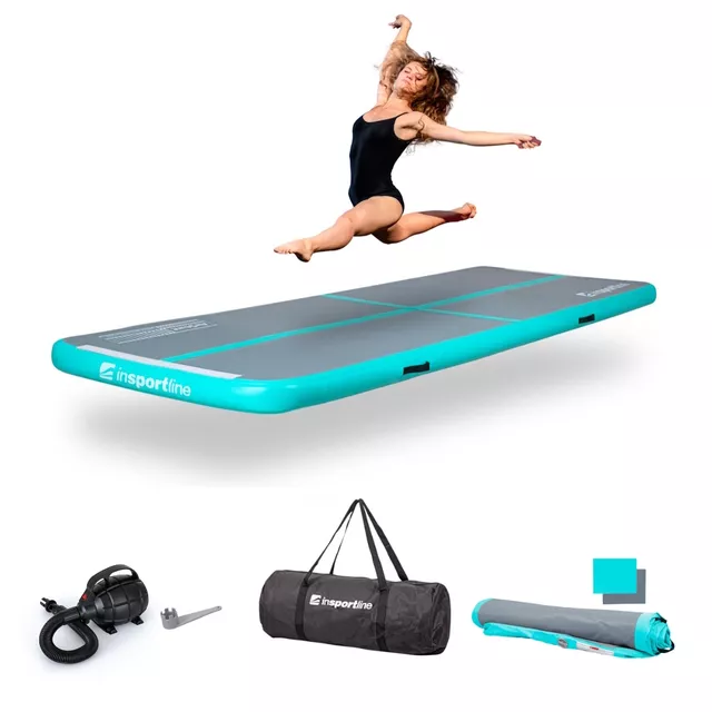 Ścieżka akrobatyczna Airtrack inSPORTline Airstunt 300x100x10 cm biała z pompką elektryczną