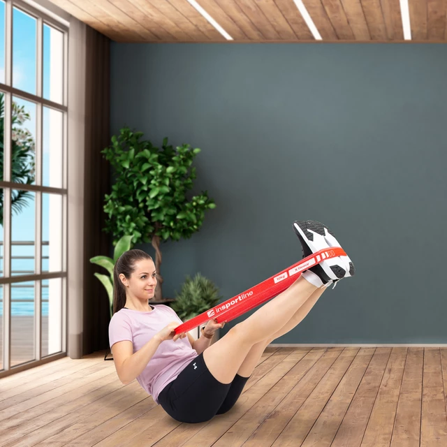 Guma oporowa do ćwiczeń fitness, opaska inSPORTline Rand Strong 208x3,3 cm / 8 kg - Pomarańczowy