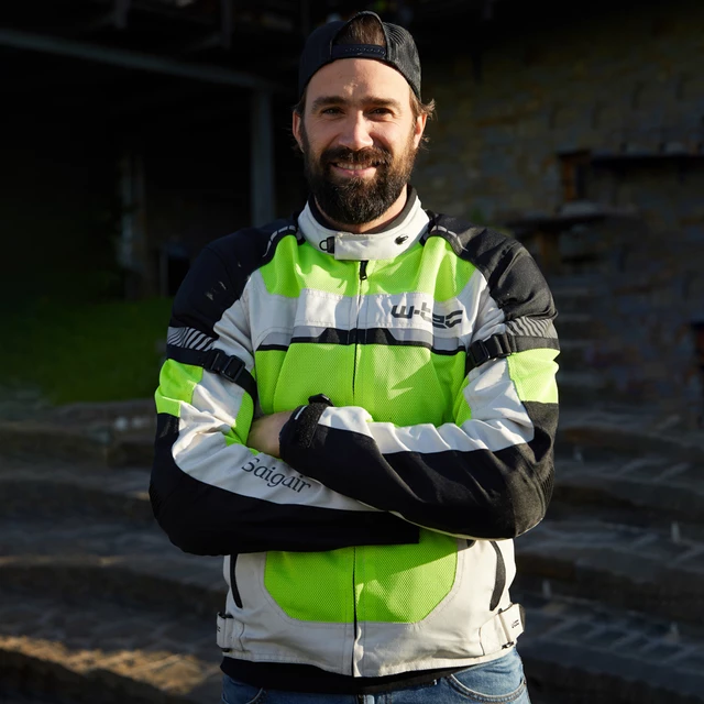 Męska kurtka motocyklowa letnia W-TEC Saigair - Fluo Yellow-Black