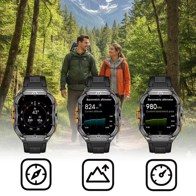 Smartwatch wodoodporny inSPORTline Zakuro – inteligentny zegarek 5 ATM ∙ połączenia ∙ kompas / barometr