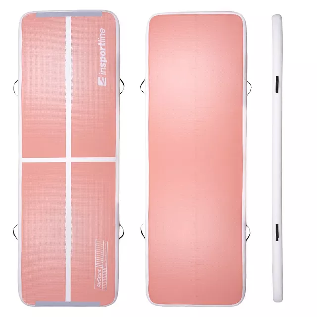 Ścieżka akrobatyczna Airtrack inSPORTline Airstunt 300x100x10 cm różowa z pompką