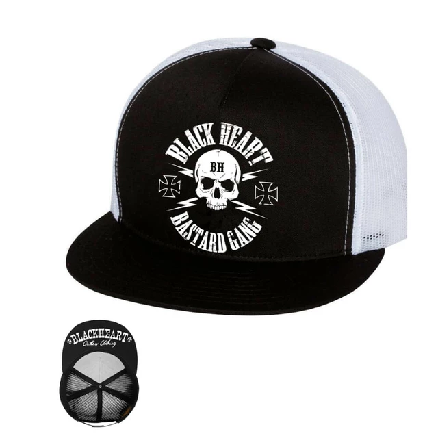 Czapka z daszkiem BLACK HEART Bastard Skull Trucker - Czarny - Biały