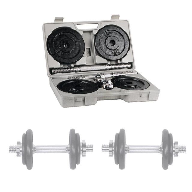 Zestaw hantli z gryfami oraz zaciskami 2 x 5-10 kg inSPORTline