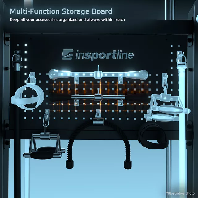 Profesjonalna wielofunkcyjna brama do ćwiczeń inSPORTline CC550 ∙ podwójne koła pasowe ∙ 180 kg ∙ 6 uchwytów ∙ przechowywanie akcesoriów ∙ trening 360°