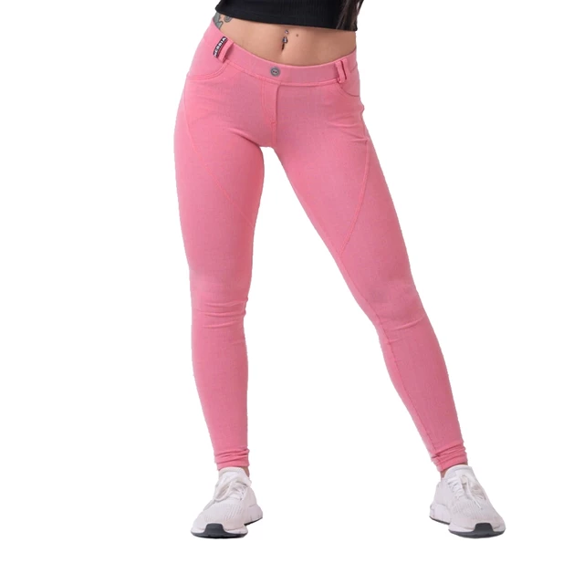 Legginsy damskie Nebbia Dreamy Edition Bubble Butt 537 - Jasny niebieski - Pudrowy Różowy