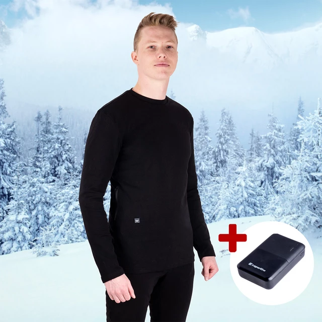 Męska koszulka podgrzewana W-TEC Insulong z powerbankiem 10 000 mAh - Czarny