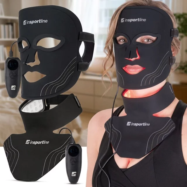Zestaw masek LED na podczerwień inSPORTline Radora na twarz oraz Rademis na szyję i dekolt 2500 mAh ∙ 6 trybów ∙ 4 poziomy ∙ bateria 2500 mAh